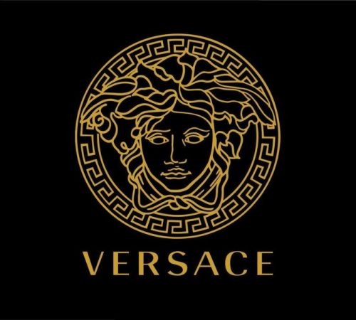Download Versace Brand Logo Brown Symbol Clothes Design Icon Abstract Vector Illustration With Black Background